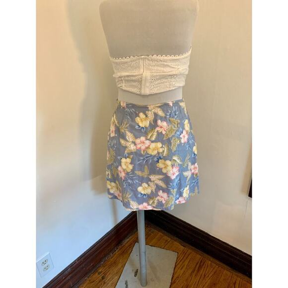 Jennifer Moore VTG y2k 90s 2000s Floral Wrap Skort Tie Skirt Tropical 6 Cotton - Picture 5 of 16
